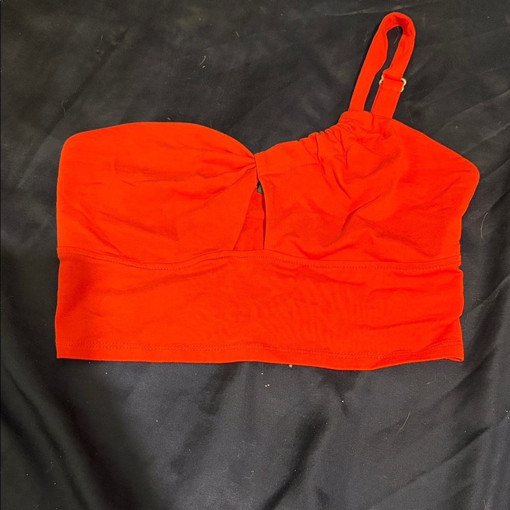 Vibrant Red Asymmetrical Crop Top